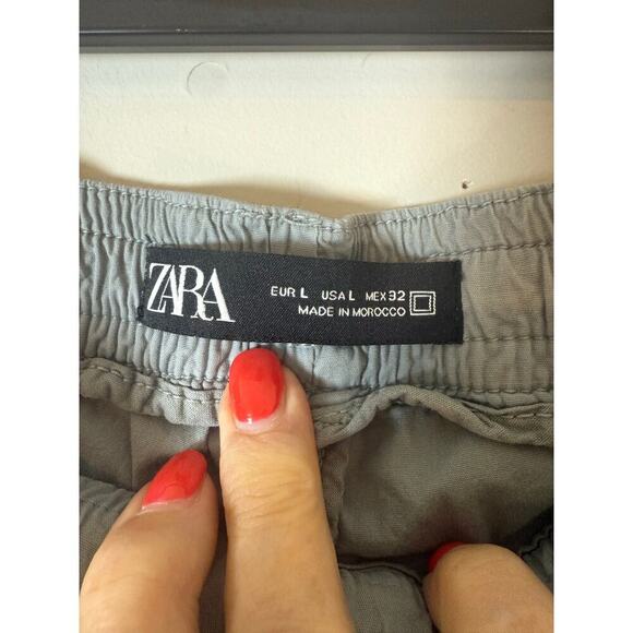 Zara Light Gray Drawstring Jogging Pants Elastic Cuff Athleisure Size L/M - Picture 3 of 8